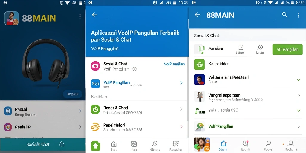 Tampilan antarmuka aplikasi VoIP Panggilan 88MAIN.