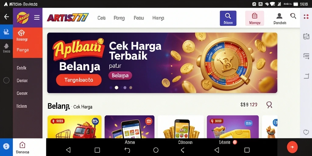Antarmuka pengguna ARTIS777 yang sederhana dan informatif untuk Cek Harga.