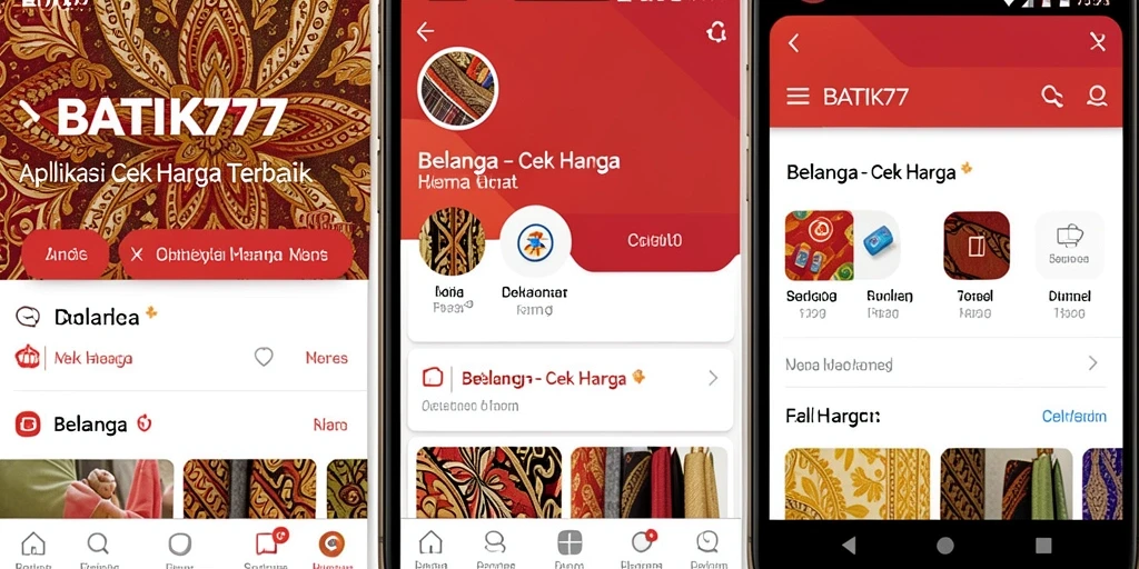 Tampilan antarmuka utama BATIK77 dengan fitur Cek Harga.