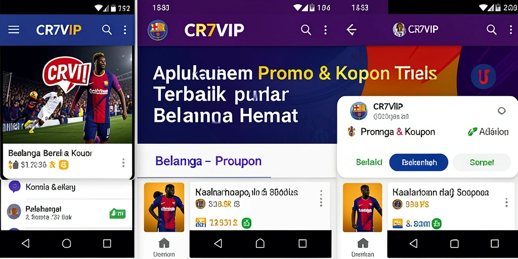 Antarmuka CR7VIP menampilkan berbagai kupon dan diskon menarik.