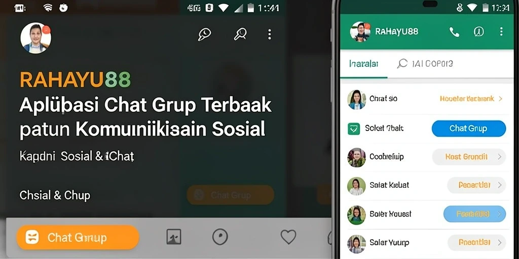 Tampilan antarmuka RAHAYU88 dengan fitur grup yang interaktif.