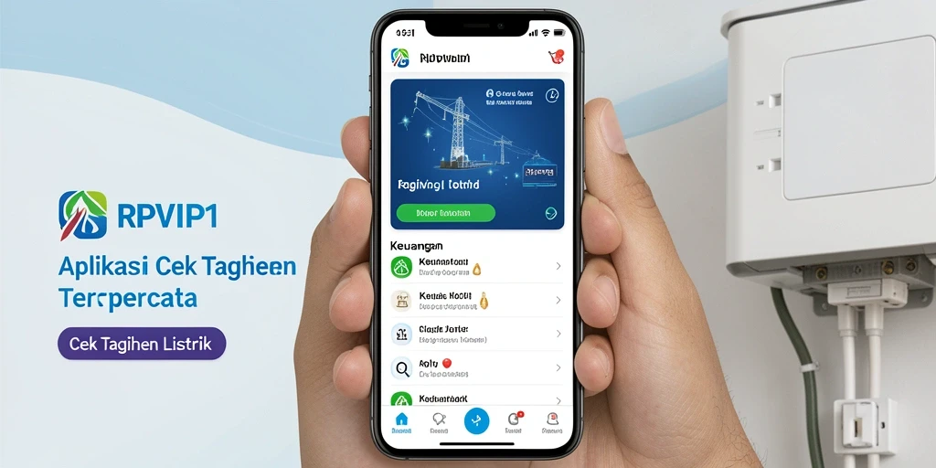Tampilan antarmuka RPVIP1 yang menampilkan fungsi Cek Tagihan Listrik.