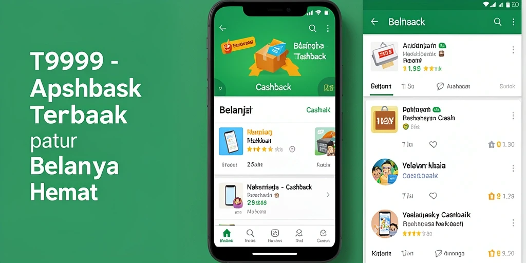 Tampilan antarmuka aplikasi T9999 yang intuitif untuk Cashback.